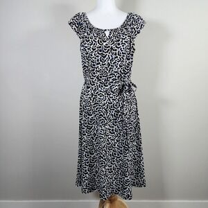 Lori‎ M Dress Womens Large Faux Wrap Abstract Stretch Feminine Made In Canada